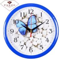 Часы 2222-101 "Бабочка на гальке""Рубин" 22*22см 
