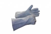 Краги спилковые 5-палые (серый спилк) удлиненные