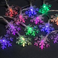 Гирлянда Нить 3м Снежинки большие IP20 прозр.нить 20Led Мульти АА*3