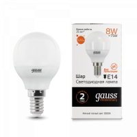Лампа 8W E14 2700K   Gauss LED elementary Clobe