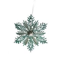 Украшение Снежинка резная голуб. 12,5*14,5*0,2см 89034 полипроп.