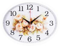 Часы 2720-108 Овал Белый "Цветы пастель" Рубин 22,5*29см