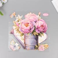 Наклейка "Пионы в лейке" 40х31 пластик 