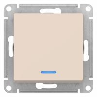 Выключатель 1-кл с подсветкой (бежевый) 10АХ ATLASDESIGN