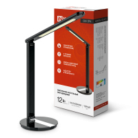 Светильник  настольный св/д 6540 12W 3000-6500K сенсор/диммер, 3реж., черный ASD