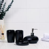 Набор для ванной керамика "Камни", 4 предмета, черный  