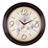 Часы 3527-005 Темно-коричн. Цветы 35см "Рубин"