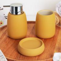 Набор для ванной керамика "Леденец", 3 предмета, бежевый