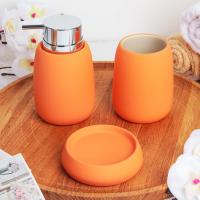 Набор для ванной керамика "Леденец", 3 предмета, оранжевый