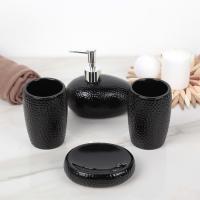 Набор для ванной керамика "Камни", 4 предмета, черный  