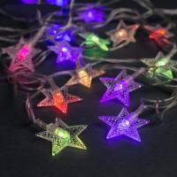 Гирлянда Нить 5м Звезда в крапинку IP20 прозр.нить Мульти 20Led мигание 220В