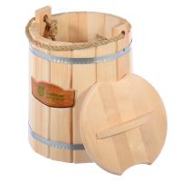 Ведро 10л, с крышкой с пласт. вставкой, липа "Банные штучки" 35710