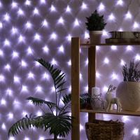 Гирлянда Сеть 1,6*1,6м IP20 прозр.нить Белое 144Led 8 режимов 220В