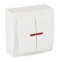 Выключатель белый 2-кл.с подсветкой 26111004 Nilson Themis 