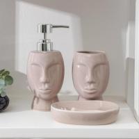 Набор для ванной керамика "Вуду", 3 предмета, молочный  