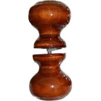 Ручка-кнопка дер. лак темная стальная вставка