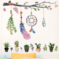 Наклейка "Ловец снов на ветке с перышками" 40х70 пластик 
