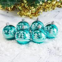 Набор шаров Ёлочки в лесу 6см 6шт 2178167 пластик