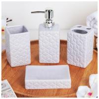 Набор для ванной керамика "Звёзды", 4 предмета, лиловый 