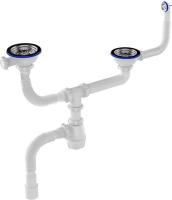 Сифон двойной 3 1/2" с круг. и квад. пер.+ гофра Aquant