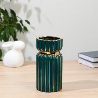 Ваза Арабелла настол.керамика зелёно-золотой, h=19,5см