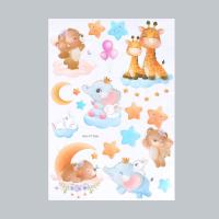 Наклейка "Звери в облаках" 50х35 пластик многослойная