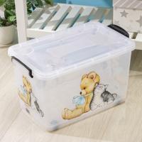 Контейнер д/игрушек прямоуг."Мишка и Котёнок" 50л с крышкой 