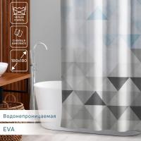 Штора д/ ванн "Феерия" 180х180см, EVA голубой