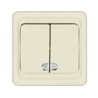 Выключатель  Валери 2-кл.с подсветкой (слоновая кость) Б-В0123  Universa