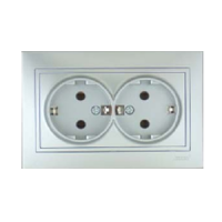 Розетка 2СП с/з мет/сер 701-1010-127 Lezard 