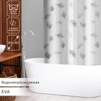 Штора д/ ванн "Черно-белые листья" 180х180см, EVA