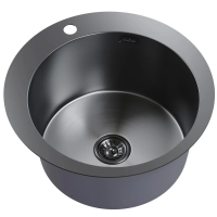 Мойка круг. врез. D50 см т.3, 0мм Черный графит глубина 20см + сифон MIXLINE PRO