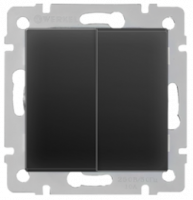 Выключатель 2-кл. проходной  WL-SW-2G-2W (черный  матовый) Werkel