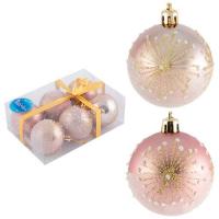 Набор шаров Узоры 6см 6шт розовый 007486