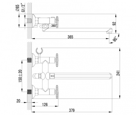Смеситель для ванны Lemark LM1951С "плюс Спирит" 