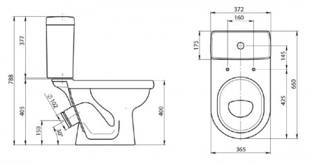 Унитаз компакт Визит белый с арм и сид. Воротынск