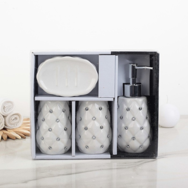 Набор для ванной керамика  "Скандинавский", 4 предмета, белый