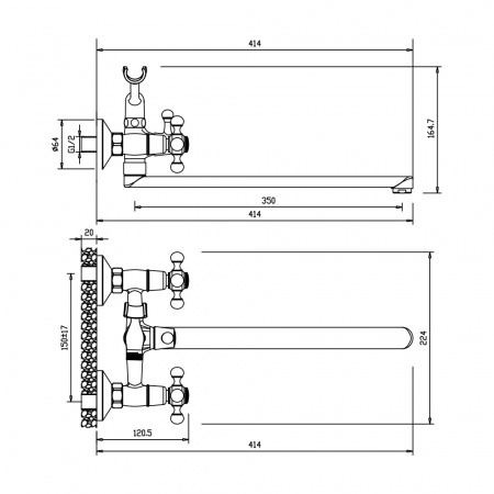 Смеситель для ванны с длинным изливом GIRONA 01221GR