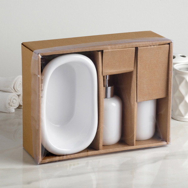 Набор для ванной керамика "Ванночка", 3 предмета, белый   