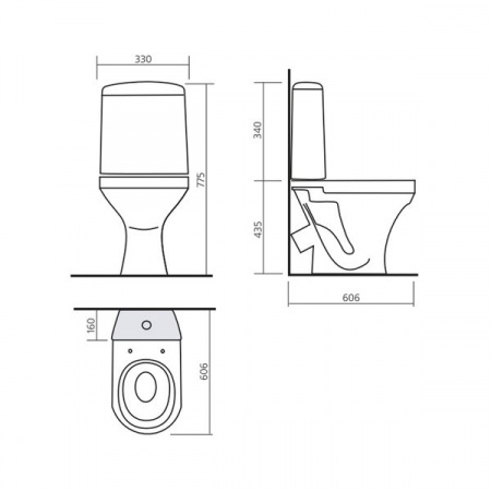 Унитаз компакт с арматурой и сидением "АТТИКА  эконом" кос. нижн., арм., сид.