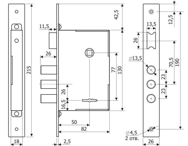 Замок врезной ЗВ1011(4кл.ЗК.101),с защелкой Гардиан