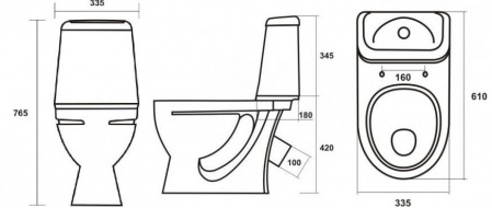 Унитаз компакт с арматурой  и сидением "Идеал-комфорт"кос., нижн., м/лифт 