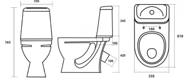 Унитаз компакт с арматурой  и сидением "Идеал-комфорт"кос., нижн., м/лифт 
