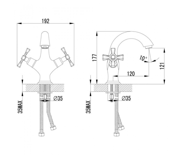 Смеситель для умывальника Lemark LM2506С "Бенефит" 1/2кер.