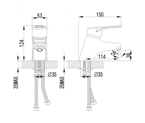 Смеситель для умывальника Lemark LM4106С "Луна" 40к