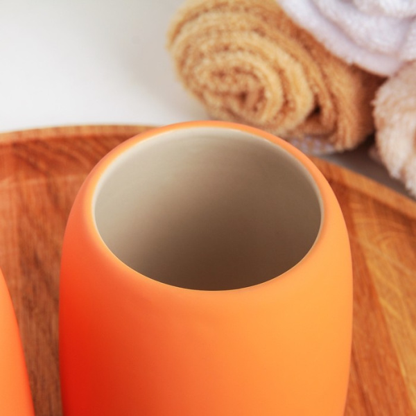 Набор для ванной керамика "Леденец", 3 предмета, оранжевый