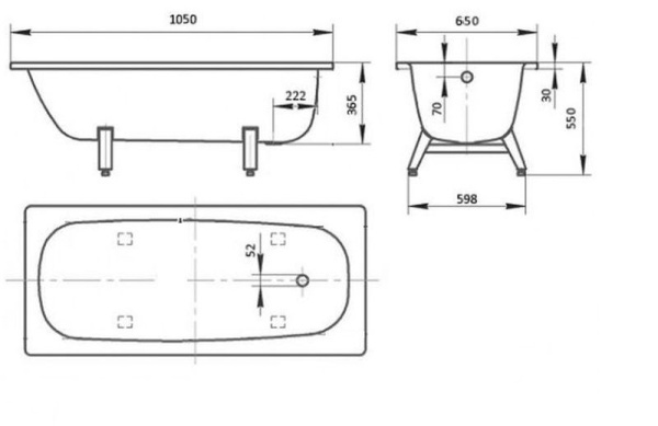 Ванна "DONNA VANNA" 105х65х36 Белая орхидея с антибактериальным покрытием DV-13001 (без ранта)