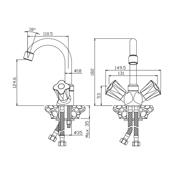 Смеситель для умывальника с поворотным изливом VIGO 21110VG