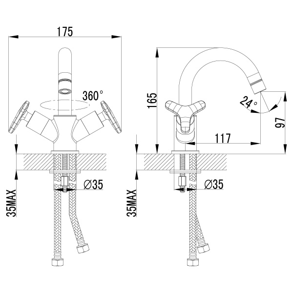 Смеситель для умывальника Lemark LM1907С  1/2 кер