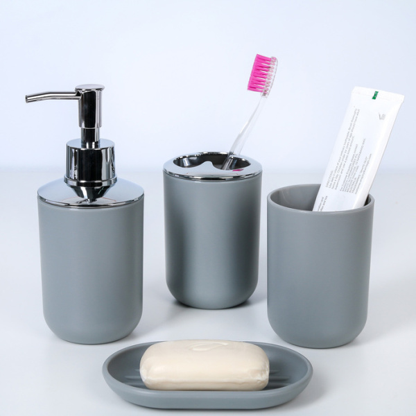 Набор для ванной пласт. "Тринити", 6 предметов, серый   